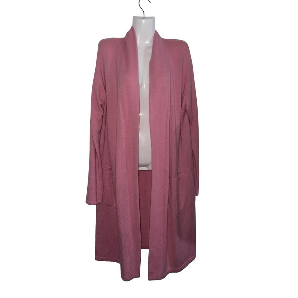 Guest In Residence Knitters Cashmere Open Front Long Pink Cardigan Size Small